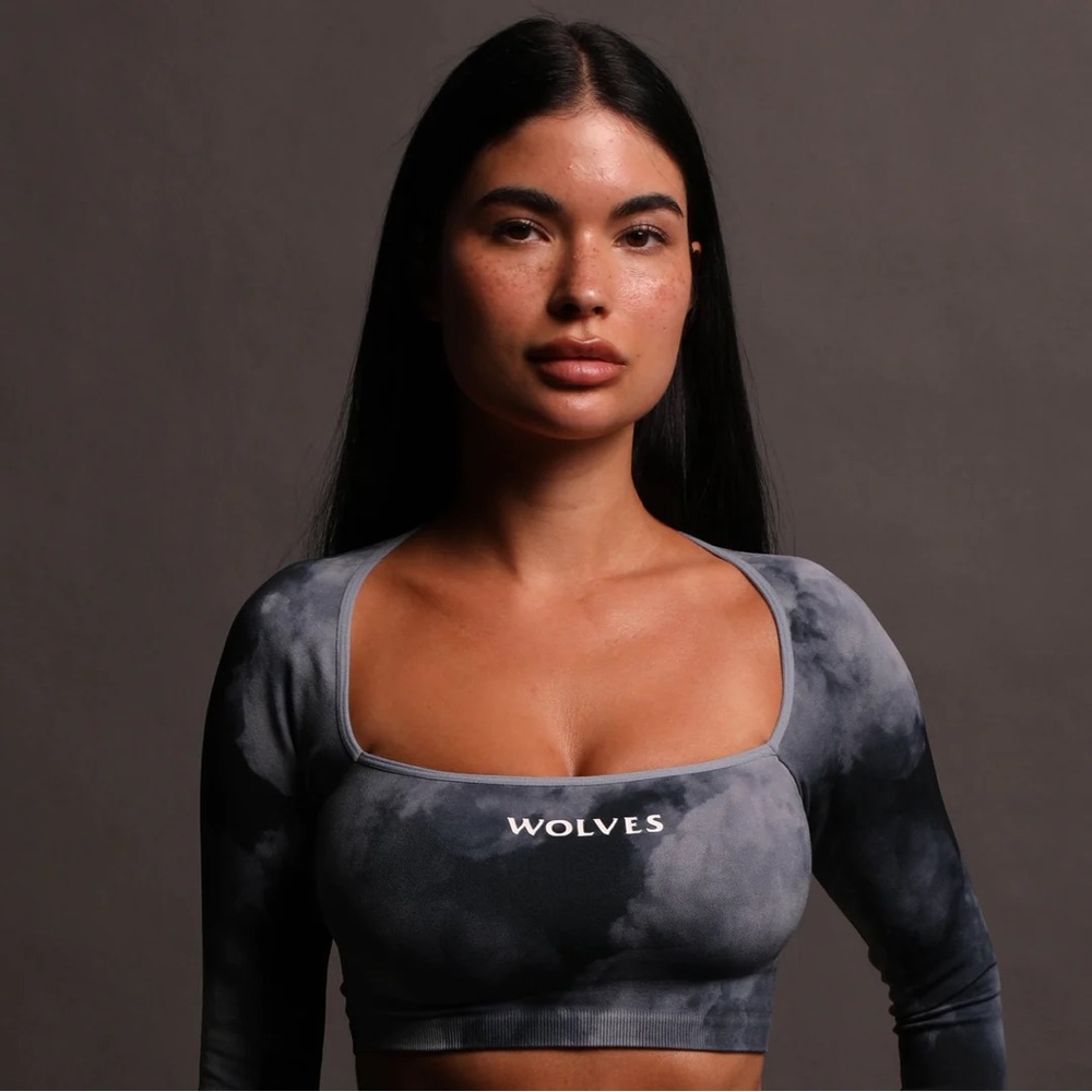 🐺 Darc Sport Everson Seamless Darc Blue ghost cloud long sleeve crop top SHE M - Picture 3 of 11